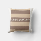 Beige en bruine streep, neutraal gekleurde strepen kussen (Achterkant)