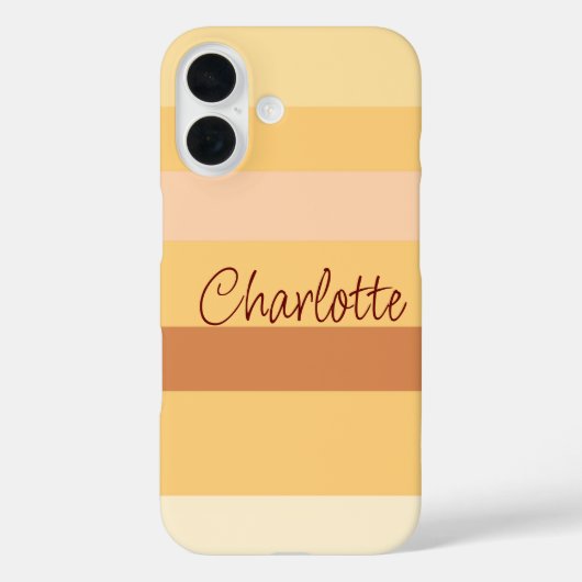 Beige en bruine strepen, gepersonaliseerde naam Case-Mate iPhone case (Achterkant)