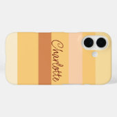Beige en bruine strepen, gepersonaliseerde naam Case-Mate iPhone case (Achterkant (horizontaal))