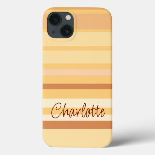 Beige en bruine strepen, gepersonaliseerde naam Case-Mate iPhone case