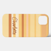 Beige en bruine strepen, gepersonaliseerde naam Case-Mate iPhone case (Achterkant (horizontaal))