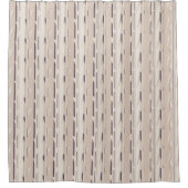 Beige en bruine strepen met patroon douchegordijn (Voorkant)