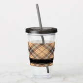 Beige en bruine Tartan Acryl Drinkbeker (Links)