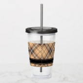 Beige en bruine Tartan Acryl Drinkbeker (Rechts)