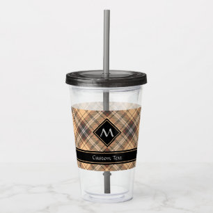 Beige en bruine Tartan Acryl Drinkbeker