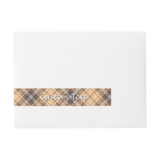 Beige en bruine Tartan Adreslabel Wikkel (Voorkant)