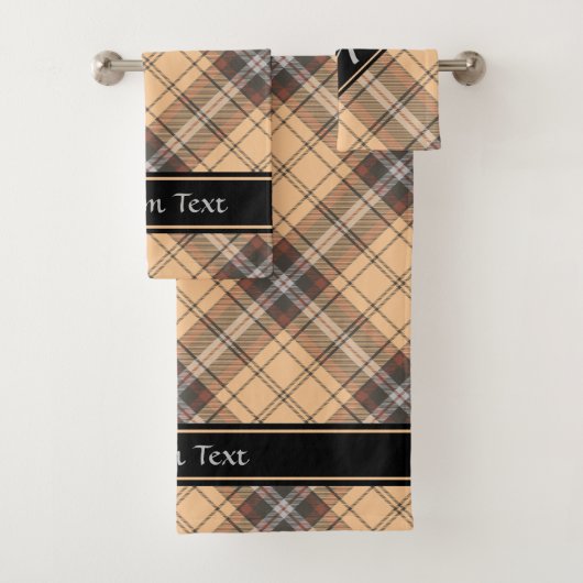 Beige en bruine Tartan Bad Handdoek (Insitu)