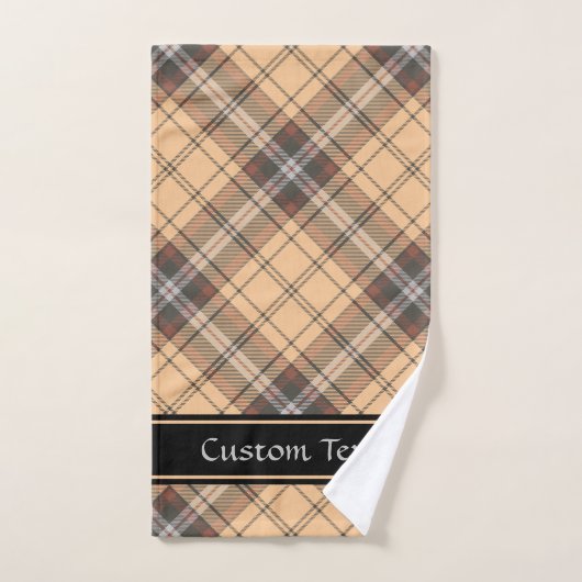 Beige en bruine Tartan Bad Handdoek (Handdoek)
