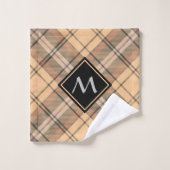 Beige en bruine Tartan Bad Handdoek (Wasdoekje)
