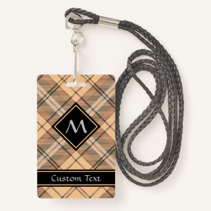 Beige en bruine Tartan Badge