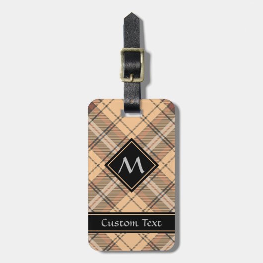 Beige en bruine Tartan Bagagelabel (Voorkant verticaal)