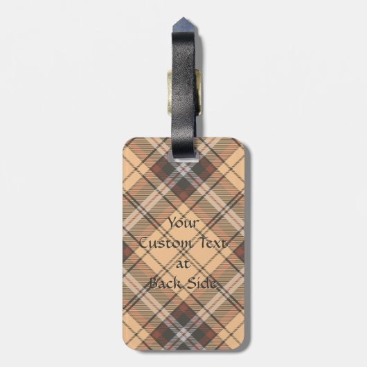 Beige en bruine Tartan Bagagelabel (Achterkant verticaal)