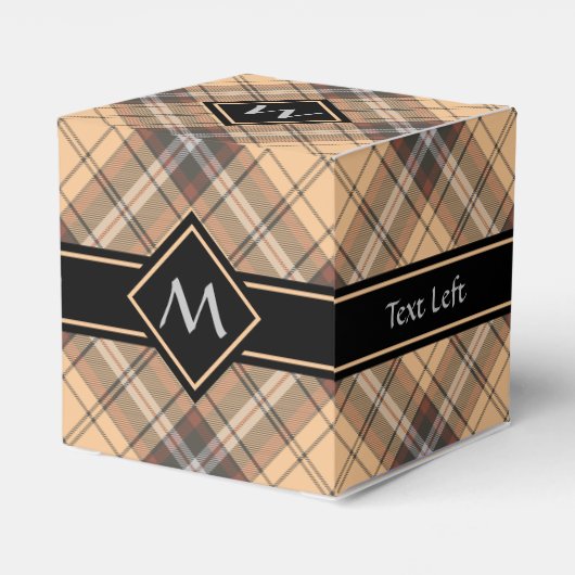 Beige en bruine Tartan Bedankdoosjes (Achterkant)
