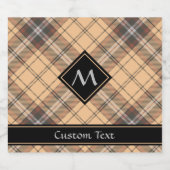 Beige en bruine Tartan Bier Etiket (Enkel label)