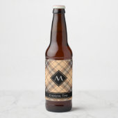 Beige en bruine Tartan Bier Etiket (Voorkant)