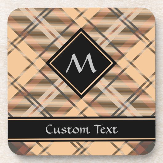 Beige en bruine Tartan Bier Onderzetter (Voorkant)