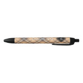 Beige en bruine Tartan Blauwe Inkt Pen (Bodem)