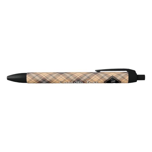 Beige en bruine Tartan Blauwe Inkt Pen (Bovenkant)