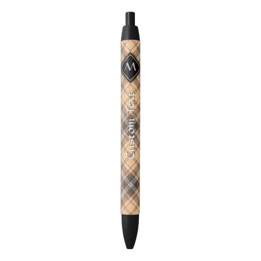 Beige en bruine Tartan Blauwe Inkt Pen (Voorkant Verticaal)