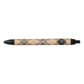 Beige en bruine Tartan Blauwe Inkt Pen (Voorkant)