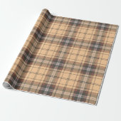 Beige en bruine Tartan Cadeaupapier (Uitgerold)