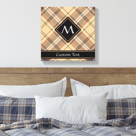 Beige en bruine Tartan Canvas Afdruk (Insitu (Slaapkamer))