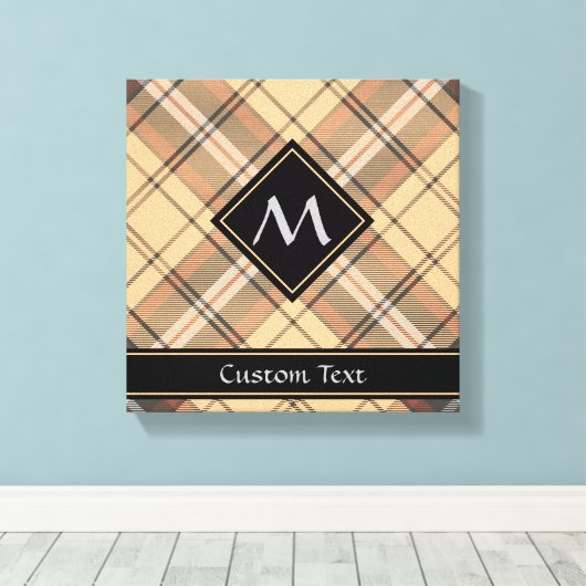 Beige en bruine Tartan Canvas Afdruk (Insitu (Houten vloer))