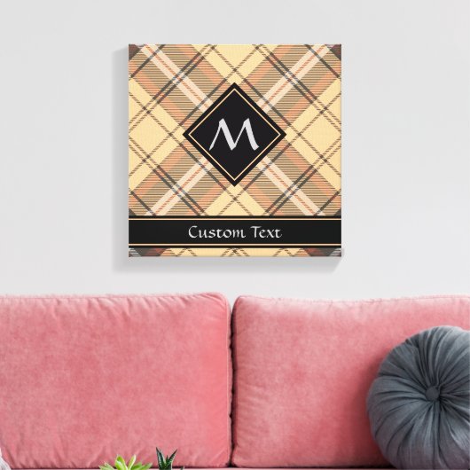 Beige en bruine Tartan Canvas Afdruk (Insitu (Woonkamer))
