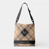 Beige en bruine Tartan Crossbody Tas (Voorkant)
