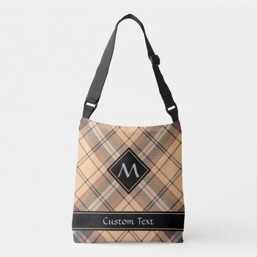 Beige en bruine Tartan Crossbody Tas (Voorkant)