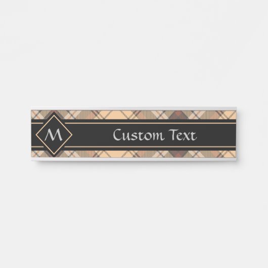 Beige en bruine Tartan Deurbordje (Voorkant)