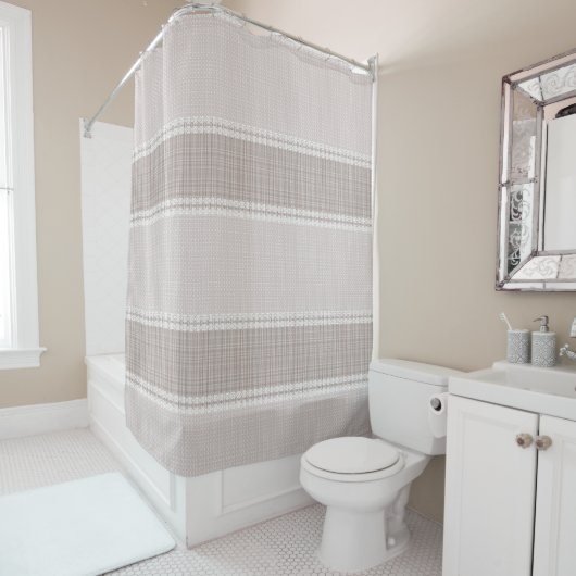 Beige en bruine tartan. douchegordijn (In situ)