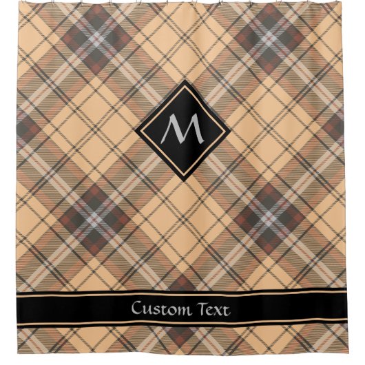 Beige en bruine Tartan Douchegordijn (Voorkant)