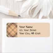 Beige en bruine Tartan Etiket (Insitu)