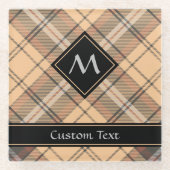 Beige en bruine Tartan Glazen Onderzetter (Voorkant)