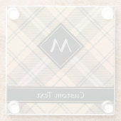 Beige en bruine Tartan Glazen Onderzetter (Achterkant)