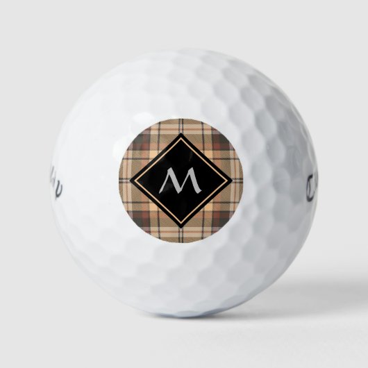 Beige en bruine Tartan Golfballen (Voorkant)