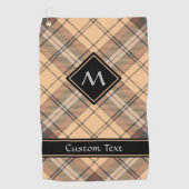 Beige en bruine Tartan Golfhanddoek (Voorkant)