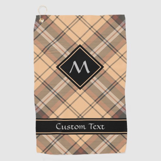 Beige en bruine Tartan Golfhanddoek (Voorkant)