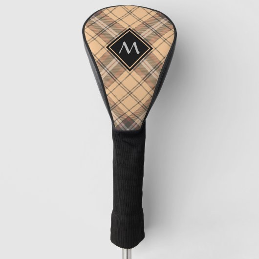 Beige en bruine Tartan Golfheadcover (Voorkant)