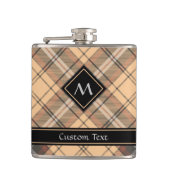 Beige en bruine Tartan Heupfles (Voorkant)