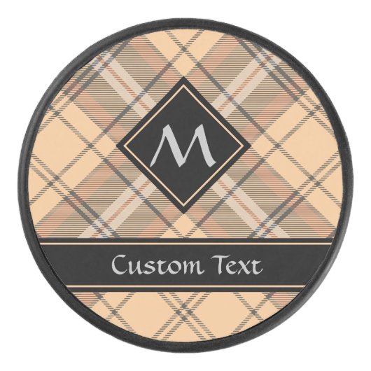 Beige en bruine Tartan Hockey Puck (Voorkant)