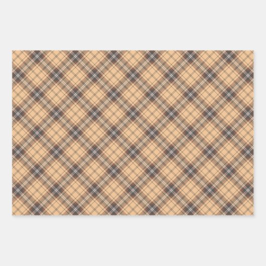 Beige en bruine Tartan Inpakpapier Vel (Voorkant 2)