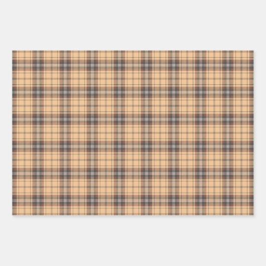 Beige en bruine Tartan Inpakpapier Vel (Voorkant)