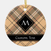 Beige en bruine Tartan Keramisch Ornament (Voorkant)