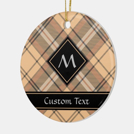 Beige en bruine Tartan Keramisch Ornament (Links)