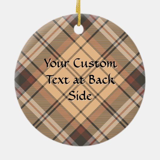 Beige en bruine Tartan Keramisch Ornament (Achterkant)