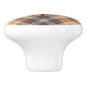 Beige en bruine Tartan Keramische Knop (Zijkant)