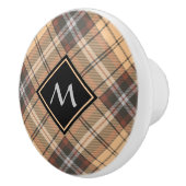 Beige en bruine Tartan Keramische Knop (Rechts)