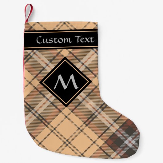 Beige en bruine Tartan Kleine Kerstsok (Voorkant)